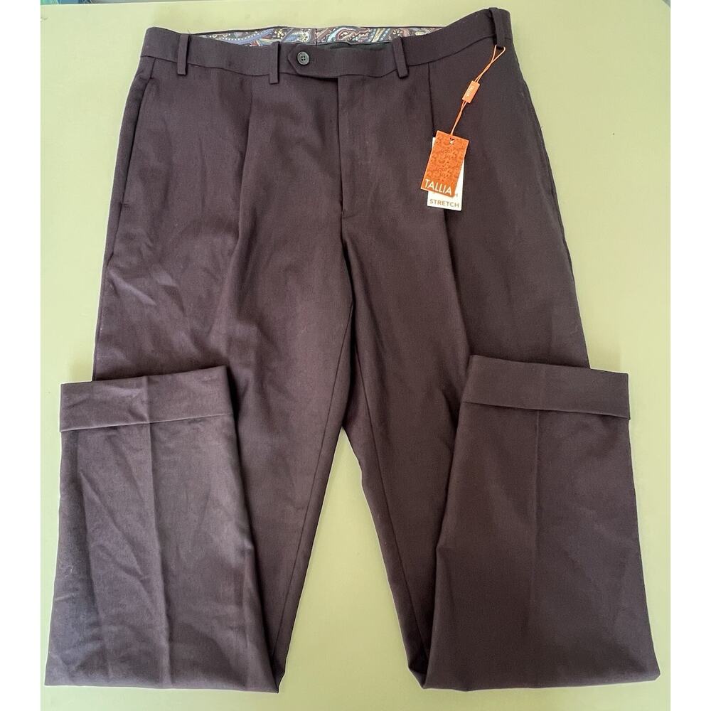 Tallia Vanden Suit Trousers Wool Blend Men’s 36Wx32L Wine
